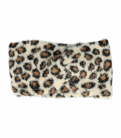 Haarband Twist Soft Panter Print 10cm Zwart Bruin Creme