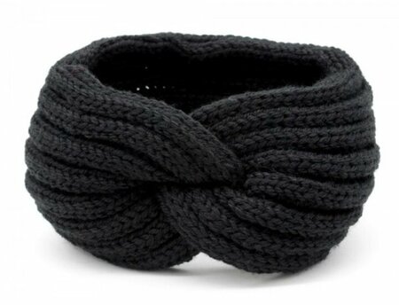 Haarband Winter Twist Knitted Zwart- Gebreide Haarband