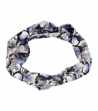 Haarband Hoofdband Twist Knoop Cirkel Fantasie Patroon Print Stof Wit Zwart Grijs