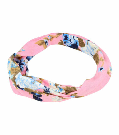 Haarband Knoop Roos Bloemen Print Roze