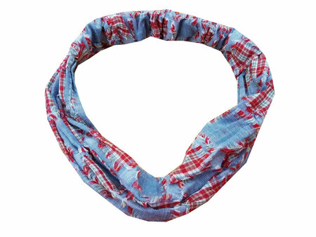 Haarband Bandana 3-in-1 Ruit Blauw Rood