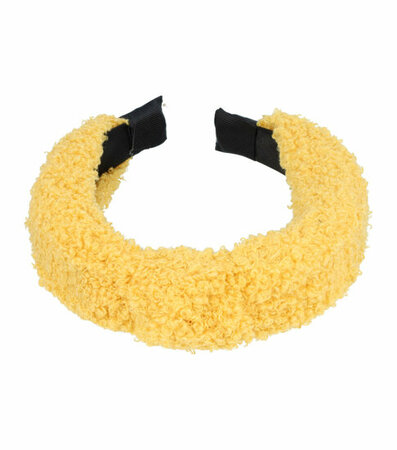 Haarband Diadeem Knoop Teddy Stof 4cm Geel