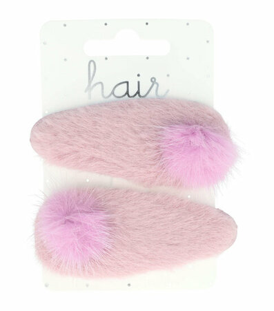 Haarspeld Klikklak Furry Pompom 7cm Lila Paars