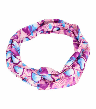 Haarband Hoofdband Twist Knoop Cirkel Fantasie Print Patroon Wit Blauw Paars