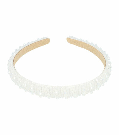 Haarband Diadeem Facet Kralen Streep Patroon 1,5cm Wit