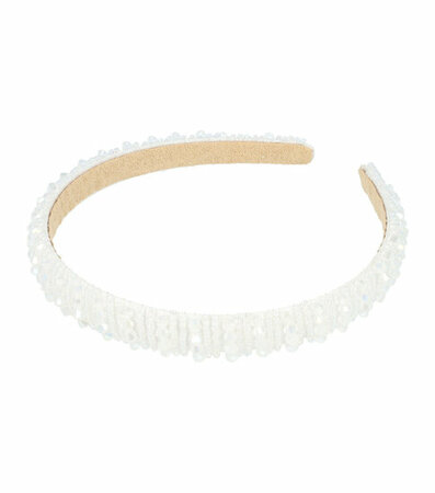 Haarband Diadeem Facet Kralen Streep Patroon 1,5cm Wit