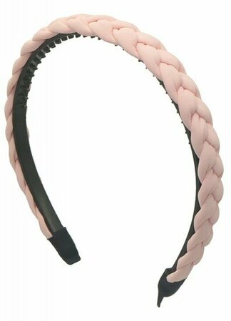 Haarband Diadeem Gevlochten Stof Licht Roze