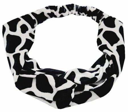 Haarband Twist Giraffe Dieren Print Velvet Zwart Wit