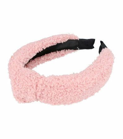 Haarband Diadeem Knoop Teddy Stof 4cm Roze