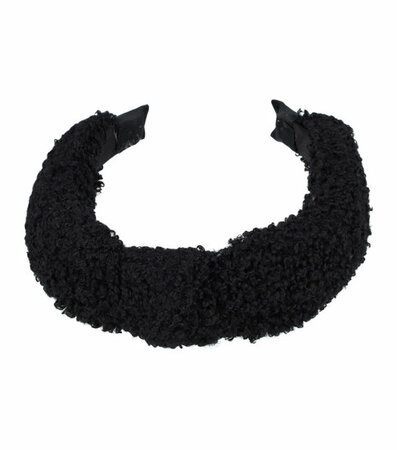 Haarband Diadeem Knoop Teddy Stof 4cm Zwart