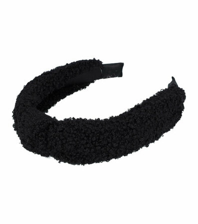 Haarband Diadeem Knoop Teddy Stof 4cm Zwart