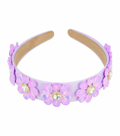 Diadeem Bloemen Facet Stenen Strass 3,5cm Paars