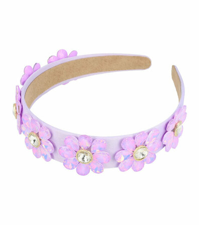 Diadeem Bloemen Facet Stenen Strass 3,5cm Paars