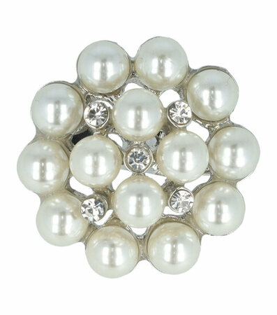 Haarbroche Rond Strass Parel 3cm Wit