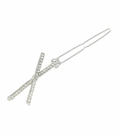 Haarspeld Clip Strik Recht Strass Zilver