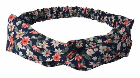 Haarband Twist Bloemen Print Donker Blauw