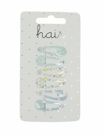 Haarspeld Klikklak Mini Pastel Print Geel Wit Blauw