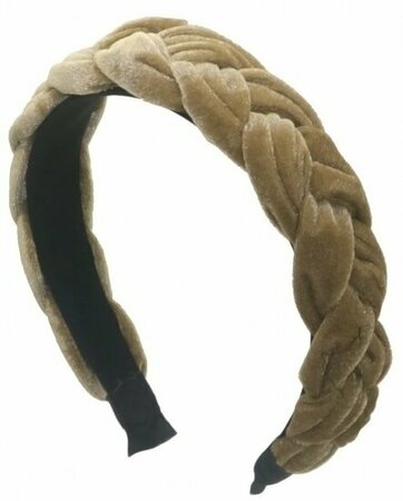 Haarband Diadeem Gevlochten Velvet Stof 4cm Licht Bruin