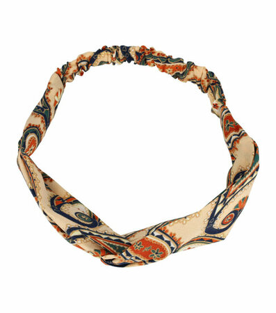 Haarband Twist Knoop Paisley Fantasie Patroon Beige Bruin