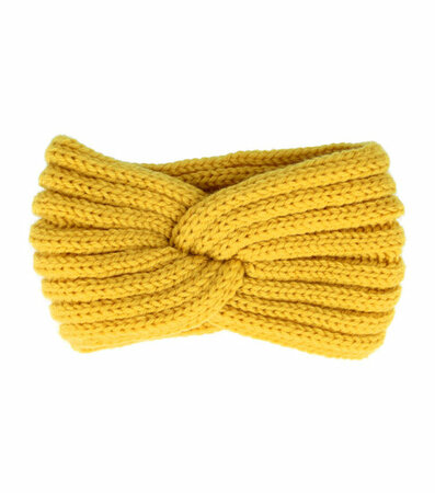 Haarband Winter Twist Knitted Geel - Gebreide Haarband