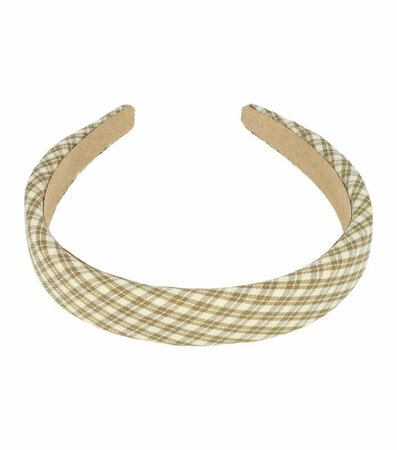 Haarband Diadeem Ruit Patroon Stof Licht Bruin Beige