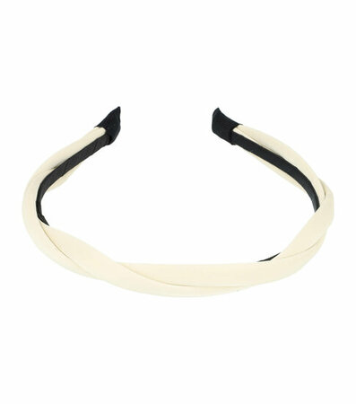 Haarband Diadeem Gedraaid Imitatie Leder Creme