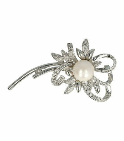 Haarbroche Fantasie Vorm Parel 6cm Wit Zilver