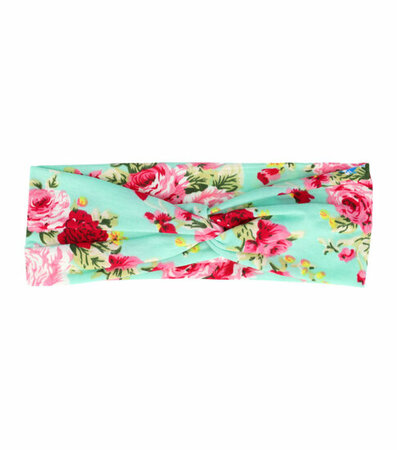 Haarband Knoop Roos Bloemen Print Groen