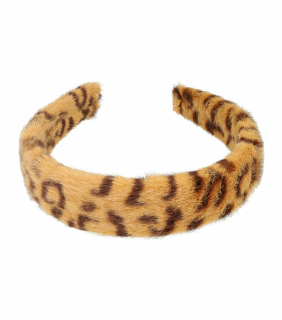 Haarband Diadeem Fluffy Imitatie Bont Panter Print Bruin