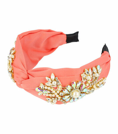 Haarband Diadeem Statement Strass Parel Kralen Bloemen Fantasie 6cm Roze