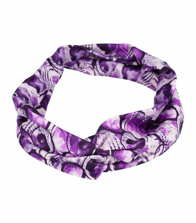 Haarband Hoofdband Twist Knoop Cirkel Fantasie Print Patroon Wit Paars 9cm