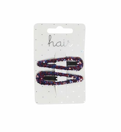 Haarspeld Klikklak Glitter Rood Blauw