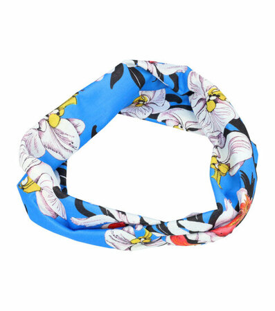 Haarband Knoop Bloemen Patroon Blauw