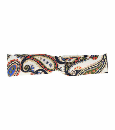 Haarband Twist Knoop Paisley Fantasie Patroon Wit