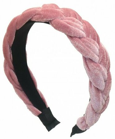 Haarband Diadeem Gevlochten Velvet Stof 4cm Roze