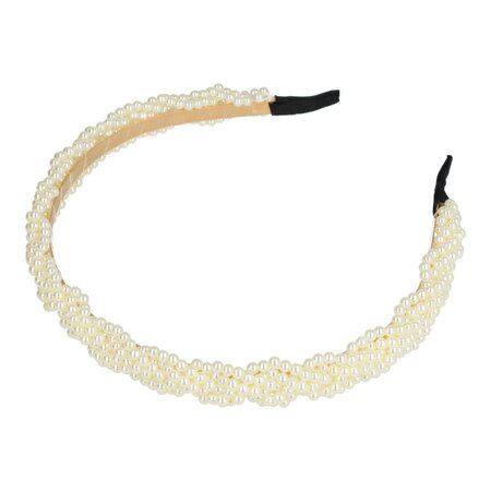 Diadeem Gevlochten Parel Kralen 2cm Goud Creme